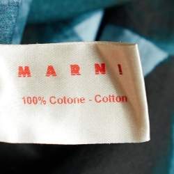 Pre Owned Marni Dark Green Printed Cotton Ruched Oversized Dress L