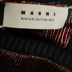 مملوكة مسبقًا Marni Brown Metallic Pleated Skirt S