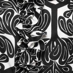 Pre Owned Marni Black Printed Cotton Ruffled Trim Detail Button Front Shirt S