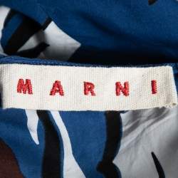 Pre Owned Marni Blue Floral Printed Cotton Short Sleeve Top M