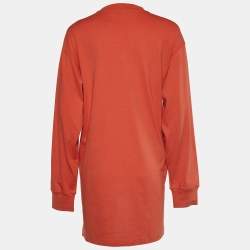 Pre Owned Marni Orange Jersey Logo Print Oversized Sweatshirt XS
