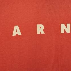 Pre Owned Marni Orange Jersey Logo Print Oversized Sweatshirt XS