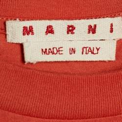 Pre Owned Marni Orange Jersey Logo Print Oversized Sweatshirt XS