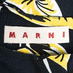 Pre Owned Marni Navy Blue Floral Printed Crepe Top M