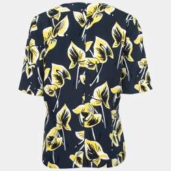 Pre Owned Marni Navy Blue Floral Printed Crepe Top M
