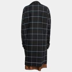 Marni Black Windowpane Check Tie-Front Coat S