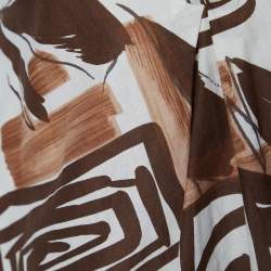 Marni Brown/Cream Cotton Abstract Print Sleeveless Top M