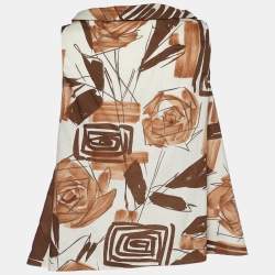 Marni Brown/Cream Cotton Abstract Print Sleeveless Top M