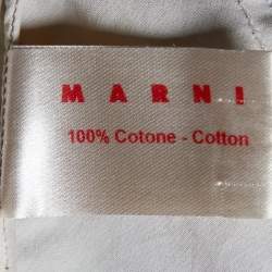 Pre Owned Marni Beige Cotton Box Pleated Bow Neck Top S