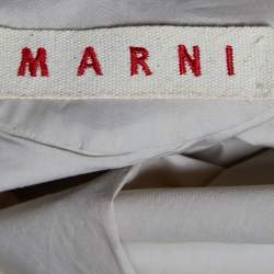 Pre Owned Marni Beige Cotton Box Pleated Bow Neck Top S