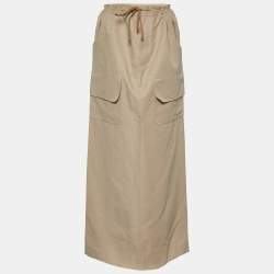 Marni Beige Cotton Blend Drawstring Waist Maxi Skirt M