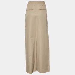 Marni Beige Cotton Blend Drawstring Waist Maxi Skirt M