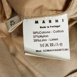 Marni Beige Cotton Blend Drawstring Waist Maxi Skirt M