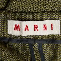Pre Owned Marni Green Textured Cotton Cropped Pants S