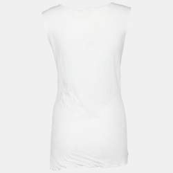 Pre Owned Marni White Cotton Pleated Detail Sleeveless Top S
