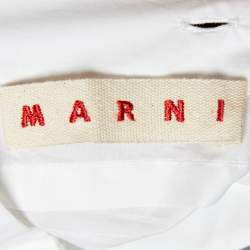 Marni White Cotton Pleated Button Detail Sleeveless Top S