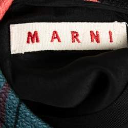 Marni Multicolor Printed Silk Crepe Keyhole Cutout Top M