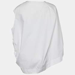 Pre Owned Marni White Cotton Ruffle Detail Sleeveless Top S