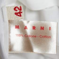 Pre Owned Marni White Cotton Pleated Tie Detail Top M