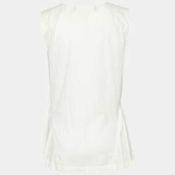 Pre Owned Marni White Cotton Pleated Hem Tank Top S