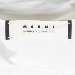 Pre Owned Marni White Cotton Pleated Hem Tank Top S