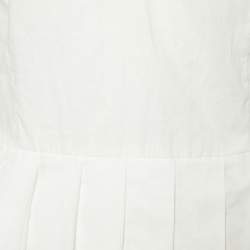 Pre Owned Marni White Cotton Pleated Hem Tank Top S