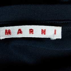 Pre Owned Marni Black Cotton Knit Ruche Detail Oversized T-Shirt S