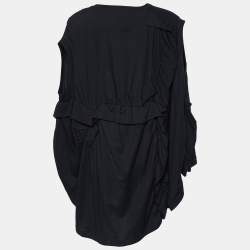 Pre Owned Marni Black Cotton Knit Ruche Detail Oversized T-Shirt S