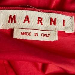 Pre Owned Marni Red Cotton Ruffle Detail Sleeveless Top M