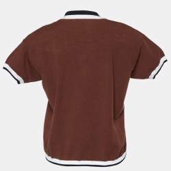 Pre Owned Marni Brown Cotton Knit Contrast Trim Sweater M