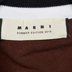 Pre Owned Marni Brown Cotton Knit Contrast Trim Sweater M