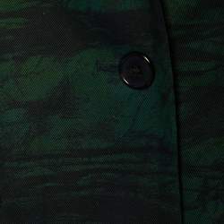 Marni Dark Green Printed Cotton Button Front Cropped Jacket S