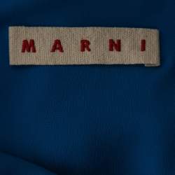 Pre Owned Marni Blue Crepe Pleated Collared Midi Dress S