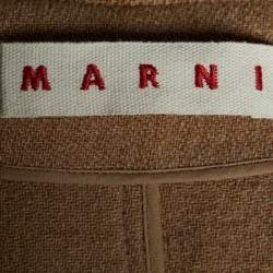 Pre Owned Marni Beige Wool & Fox Fur Pocket Detail Long Coat L