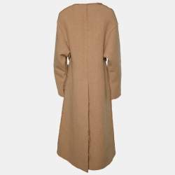Pre Owned Marni Beige Wool & Fox Fur Pocket Detail Long Coat L