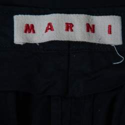 Marni Navy Blue Cotton Straight-Leg Trousers S