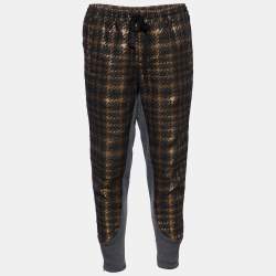 Marni Black Lurex Wool & Knit Paneled Tapered Pants S