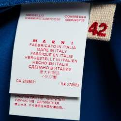 Marni Blue Cotton Concealed Button Collared Top M
