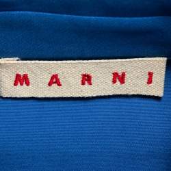 Marni Blue Cotton Concealed Button Collared Top M