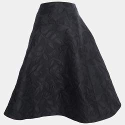 Pre Owned Marni Black Floral Jacquard Midi Skirt M
