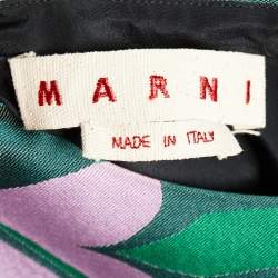 Pre Owned Marni Green  Printed Silk Blend Sleeveless Top S