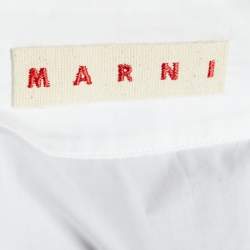 Pre Owned Marni White Cotton Ruffle Detail V-Neck Top L