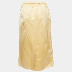 Pre Owned Marni Gold Textured Satin Midi Skirt M