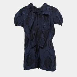 Pre Owned Marni Navy Blue Floral Jacquard Top M