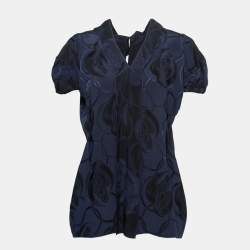 Pre Owned Marni Navy Blue Floral Jacquard Top M