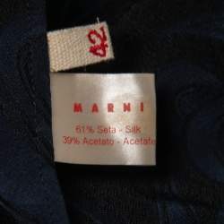 Pre Owned Marni Navy Blue Floral Jacquard Top M