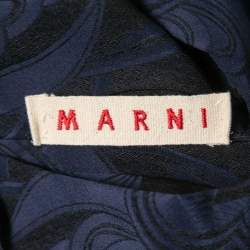 Pre Owned Marni Navy Blue Floral Jacquard Top M