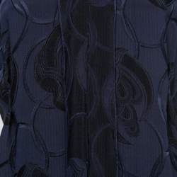 Pre Owned Marni Navy Blue Floral Jacquard Top M