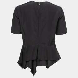 Marni Black Linen Blend Asymmetrical Short Sleeve Tunic Top S