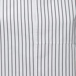 Pre Owned Marni White Striped Cotton Poplin Asymmetrical Hem Top S